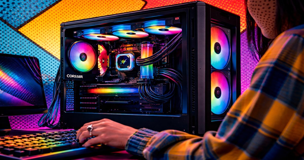 corsair gaming pc in use